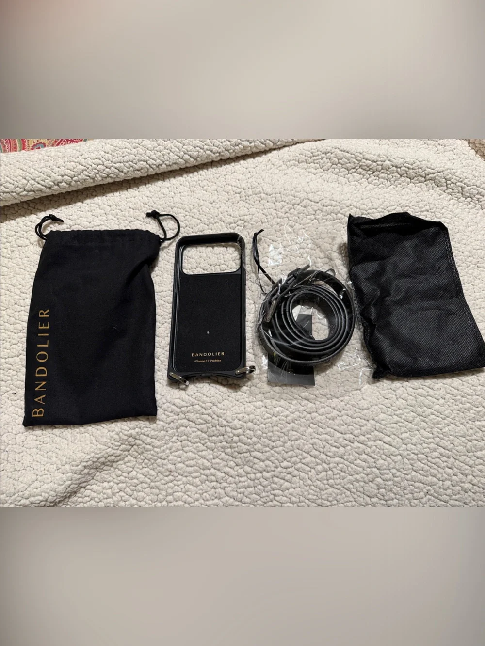 Bandolier iPhone 17 Pro Max Haley Side Slot Black Phone Case w/ Crossbody Strap